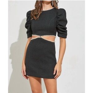 NWT DO+BE black pearl trim cut out dress women’s large